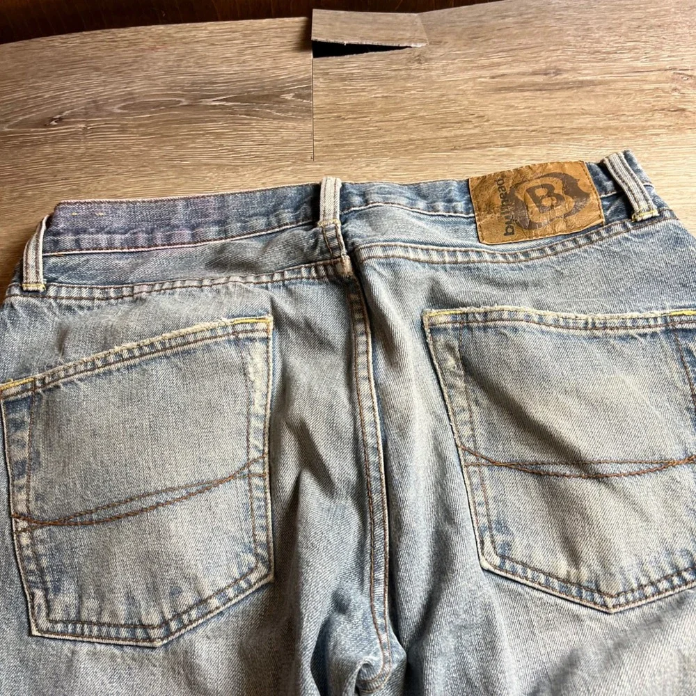 Bullhead Jeans Mens 32 Light Blue Straight Leg Distressed Y2K Skater Denim